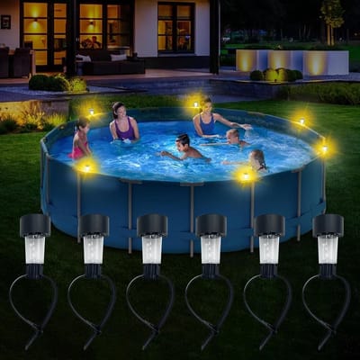 Set van 6 Waterdichte LED Zonne-energie Tuinverlichting voor Zwembaden, Fonteinen en Landschapsverlichting