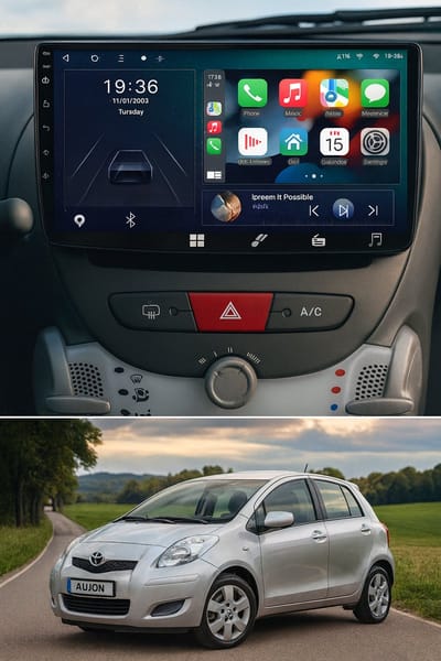 ADIVOX 10.1 inch T1 geschikt voor Toyota Aygo/Peugeot 107/Citroen C1 Android 15 CarPlay/Auto/Wifi/RDS/DSP