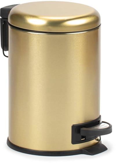 Prullenbak Badkamer met Pedal 3L | Soft-Close Deksel | Verwijderbare en Compacte Binnenemmer | Duurzaam RVS | Ideaal voor Kleine Badkamers – Goud