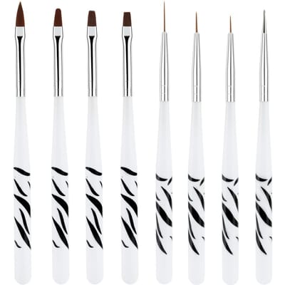8 stuks Nail Art Brush volledige polygel nagelset Ontwerp Tip Schilderen Tekenen Carving Dotting Liner Acryl Gel Polish Manicure Gereedschap wit