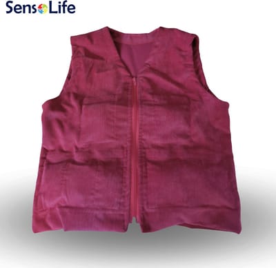 SensoLife Verzwaringsvest voor kinderen – Dagelijks Gebruik | Therapeutisch vest voor kinderen | Diepe druk, ontspanning & concentratie - L (140 - 155 cm) - 1,90 kg - kers