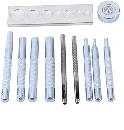 Dailygoods- Rivetset 11-delig - Gereedschap voor Leerbewerking - Snelle Bevestigers - Hoogwaardige Staal - Inclusief Boorgaten 2.5/3 mm - Leather Gereedschap