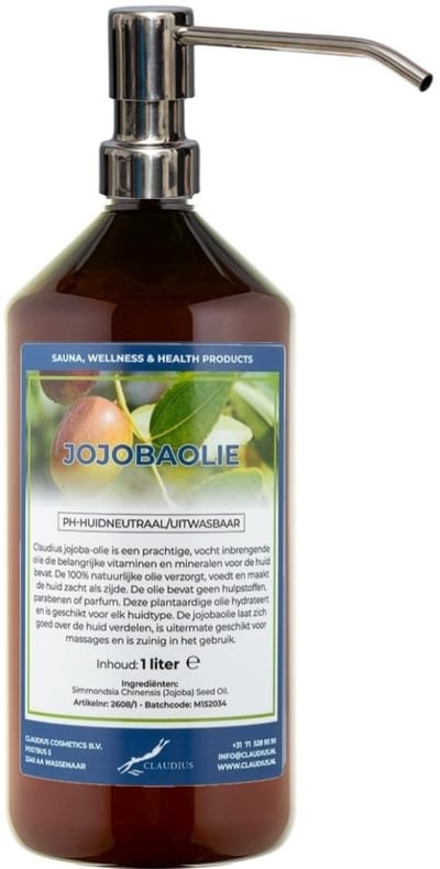 Jojobaolie 1 liter met zilveren pomp - 100% natuurlijk - biologisch en koud geperst