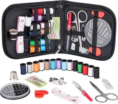 Okado Naaiset 72-delig met Rits Etui Zwart – Compact Naaikit voor Thuis, Reizen en Snelle Reparaties