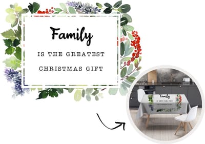 Kerst Tafelkleed - Kerstmis Decoratie - Tafellaken - Kerst - Quote -Familie - 300x150 cm - Kerstmis Versiering