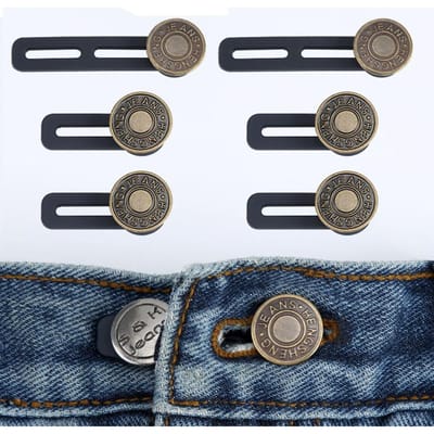 6 stuks Jeans en Broek Knopverlengers: Universele Taillevergroter voor Dames en Heren, Instant Riemverlengoplossing 6pcs