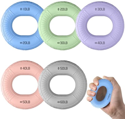 Dailygoods- Vingertrainer 5 stuks - Handtrainer - Grip Trainer - Onderarmtrainer - Grijpkrachttrainer - Versterking van de hand met 5 weerstandsniveaus - Griptrainer