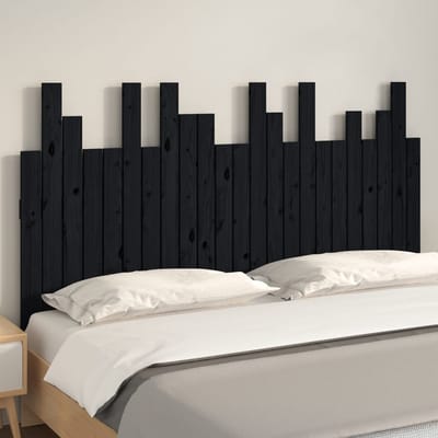 vidaXL - Hoofdbord - wandmontage - 146,5x3x80 - cm - massief - grenenhout - zwart