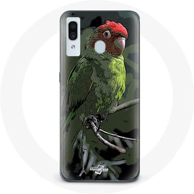 Coque pour Samsung Galaxy A20 Pionus Perroquet Rouge Vert