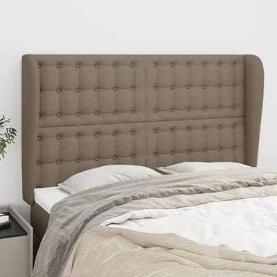 vidaXL - Hoofdbord - met - randen - 147x23x118/128 - cm - stof - taupe