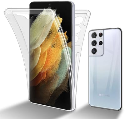 Cadorabo Hoesje geschikt voor Samsung Galaxy S21 ULTRA in TRANSPARANT - 360° Full Body Case Cover Beschermhoes Voor- en achterbescherming, all-round bescherming met displaybescherming