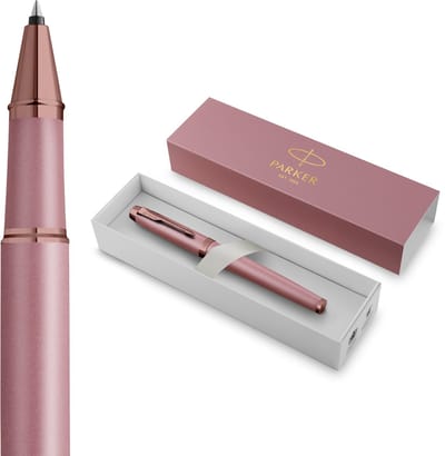 Parker IM-rollerbalpen | Finishing Touch-collectie | lichtpaarse afwerking | medium | zwart | geschenkverpakking