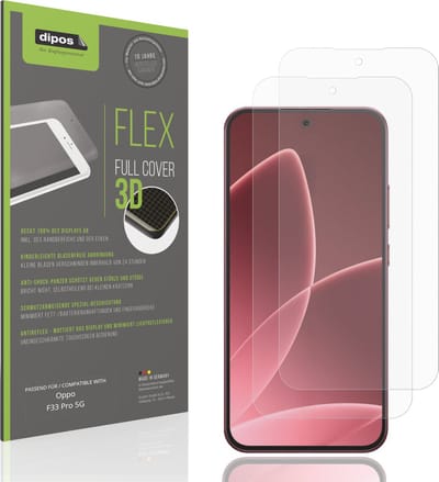 dipos FLEX – 2x Matte Screenprotector geschikt voor Oppo F33 Pro 5G | Volledige Schermbescherming | Case-Friendly