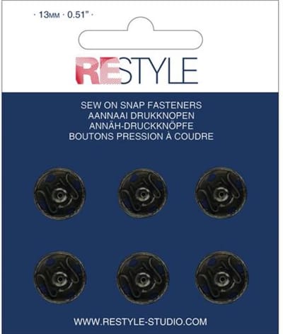 ReStyle 015.12011 Aannaaidrukknopen 7 mm zwart, 12 stuks