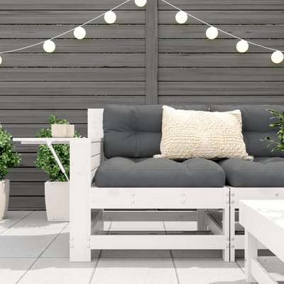 vidaXL - Tuinbank - met - armleuning - en - klaptafel - massief - grenenhout - wit