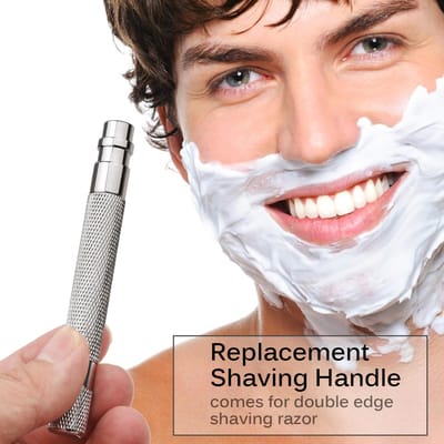 Manche de Rasoir pour Rasoir de Sûreté à Double Lame Acier Inoxydable Sécurité Rasoir à Barbe Manche de Rasoir de Rechange Poignée Manuelle argenté