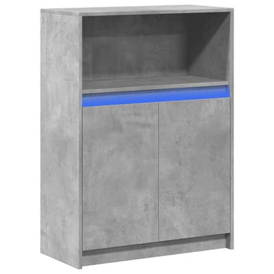 vidaXL - Dressoir - met - LED - 72x34x100 - cm - bewerkt - hout - betongrijs
