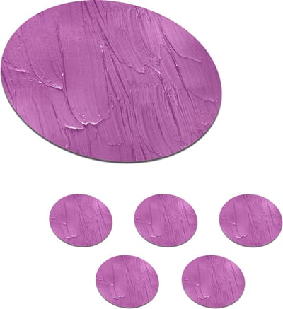 Onderzetters voor glazen - Rond - Patronen - Verf - Paars - 10x10 cm - Glasonderzetters - 6 stuks