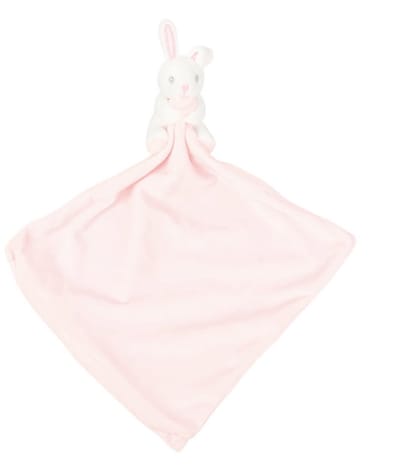 Plat knuffeldoekje konijn, MM700, Wit/licht Roze, 26x26 cm, met rits
