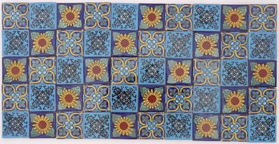Pack van 50 handgemaakte Talavera tegels in blauwe tinten