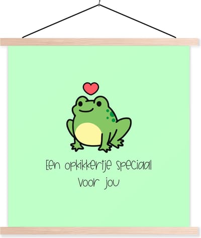 Posterhanger incl. Poster 40x40 cm - Schoolplaat - Sterkte - Quotes - Dieren - Opkikker - Textielposter - Blanke latten