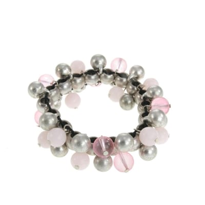 Behave - Rekarmband dames - Zilverkleur roze - Speels volumineus - 15cm