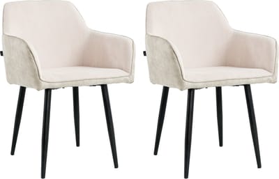 Lina® Tony Eetkamerstoel - Beige - Set van 2 - Ribstof