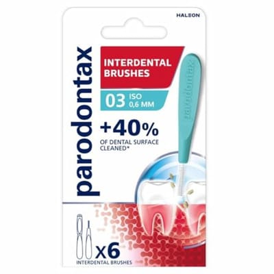 Interdentale borstels 0,6 mm - Set van 6 met hygiënische dop voor een grondige tandplakverwijdering