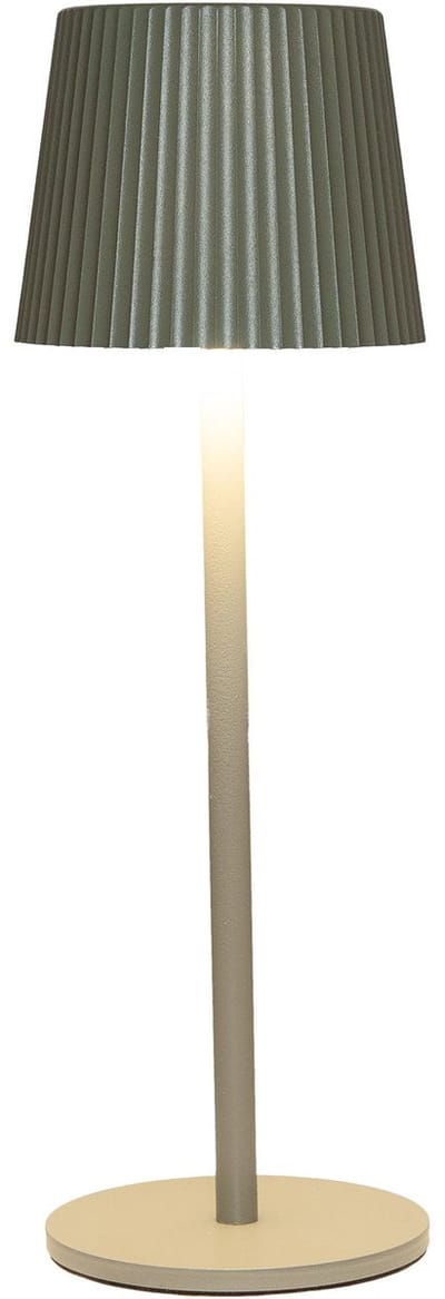 Draadloze Tafellamp | 27,5 x 9 cm | Warmwit dimbaar | Ribbel | Olijfgroen | Anna's Collectie