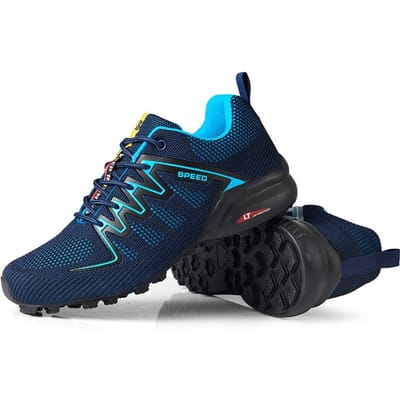 Sneakers Nieuwe Heren Hardloopschoenen Outdoor Ademend Antislip Slijtvast Veterschoenen Heren Jogging Training 44 blauw