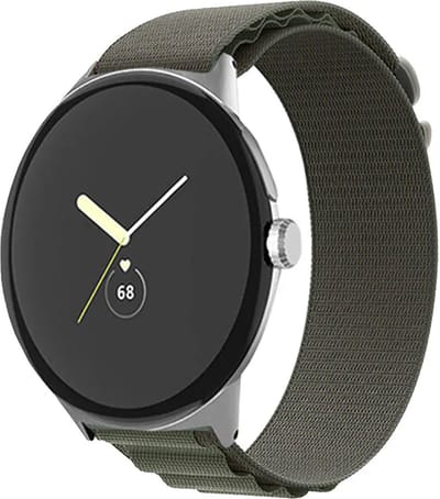 Strap-it Alpine nylon bandje geschikt voor Google Pixel Watch 5 (45 mm) / 4 (45 mm) / 3 (45 mm) - Groen