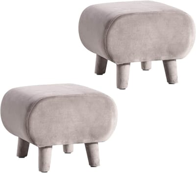 Voetenbank Ottomaans - Kleine poef - Voeten rusten - Zachte spons - 32cm - Grijs