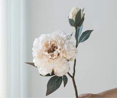 Pioenroos groot - wit - zijden bloemen - 3 stelen - onderhoudsvrij - 49 cm - kunstbloemen