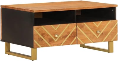 Salontafel Mangohout - Bijzettafel Woonkamer - Woonkamer Inrichten - Met Deur En Opbergruimte - 80 x 54 x 40 cm