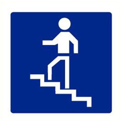 Trap stijgend sticker, blauw wit 100 x 100 mm