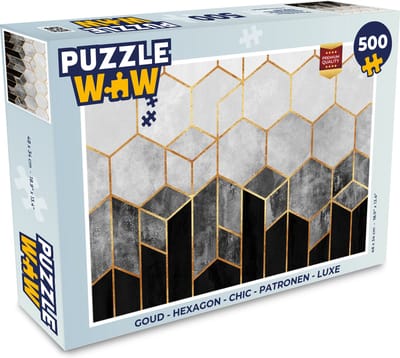 Puzzel Goud - Hexagon - Chic - Patronen - Luxe - Legpuzzel - Puzzel 500 stukjes