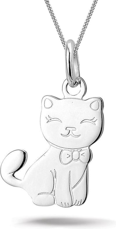 Montebello Ketting Kitten - 925 Zilver Gerhodineerd - Kat - 15x22mm - 45cm