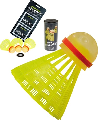 Speedminton Night Speeder Tube - 3 stuks - windring - incl 8 speedlights - speedbadminton - crossminton - blackminton