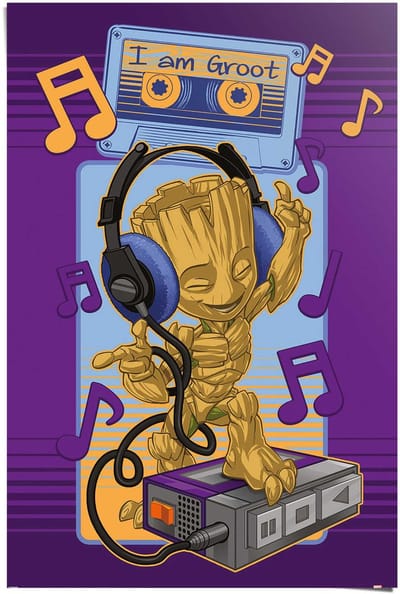 Poster Guardians of the Galaxy - groot cassette - 91,5 x 61 - Papier - REINDERS