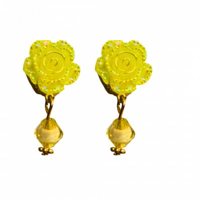 Clip oorbellen -Elin -geel -goudkleurig- lang- geen gaatje-Charme Bijoux