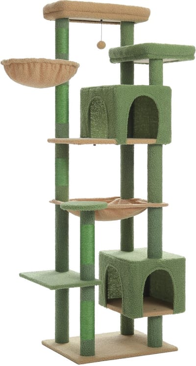Kattenu MeowMansion - Grote Krabpaal Voor Grote Katten - Grote Krabpaal XXL katten - Groen - Krabpaal voor zware katten