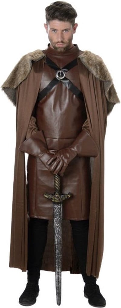 Karnival Costumes Verkleedpak Ridder Heren Carnavalskleding Heren Carnaval - Polyester - Bruin - Maat M - 3-Delig Cape/Tuniek/Handschoenen