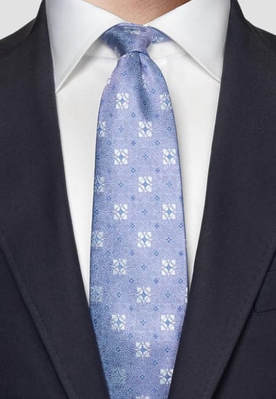 Eton - Lichtblauw Eton Floral Silk Stropdassen Lichtblauw 100010851