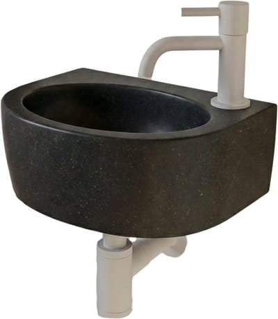AquaVik Fonteinset Arc Natuursteen Kraan Rechts Mat Wit Kraan 30x23x11,5cm