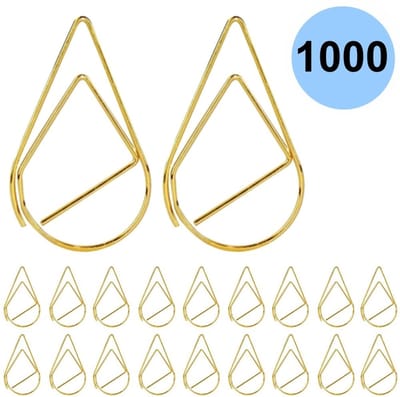 Fako Bijoux - 1000x Paperclip Druppel Goud - Druppelvormige Goudkleurige Paperclips - Clip Waterdrop Goud - Sluitclip - Paperclip - Papierklem - Cadeauverpakking - Trouwen - Geboorte - 2.5cm - 1000 Stuks