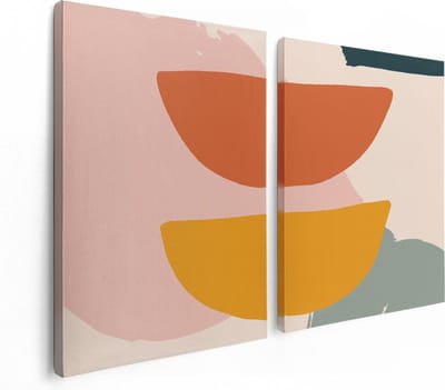 Artaza Canvas Schilderij Tweeluik Abstracte Kunst in Scandinavische Stijl - 120x80 cm - Wanddecoratie Woonkamer - Schilderijen - Muurdecoratie
