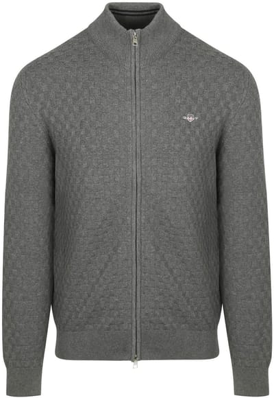 Gant Vest Texture Grijs - Maat XL - Heren