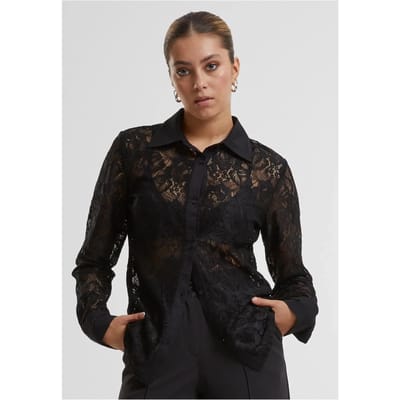 Urban Classics - Lace Blouse - XS - Zwart