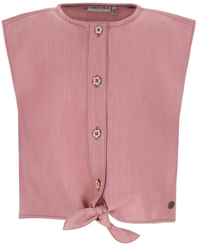 Like FLO Clara Flo Chambrey Knotted Top Tops & T-shirts Meisjes - Shirt - Roze - Maat 104