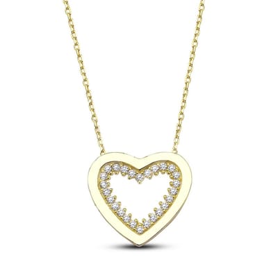 18K Goud Hart Ketting - 30cm +5cm